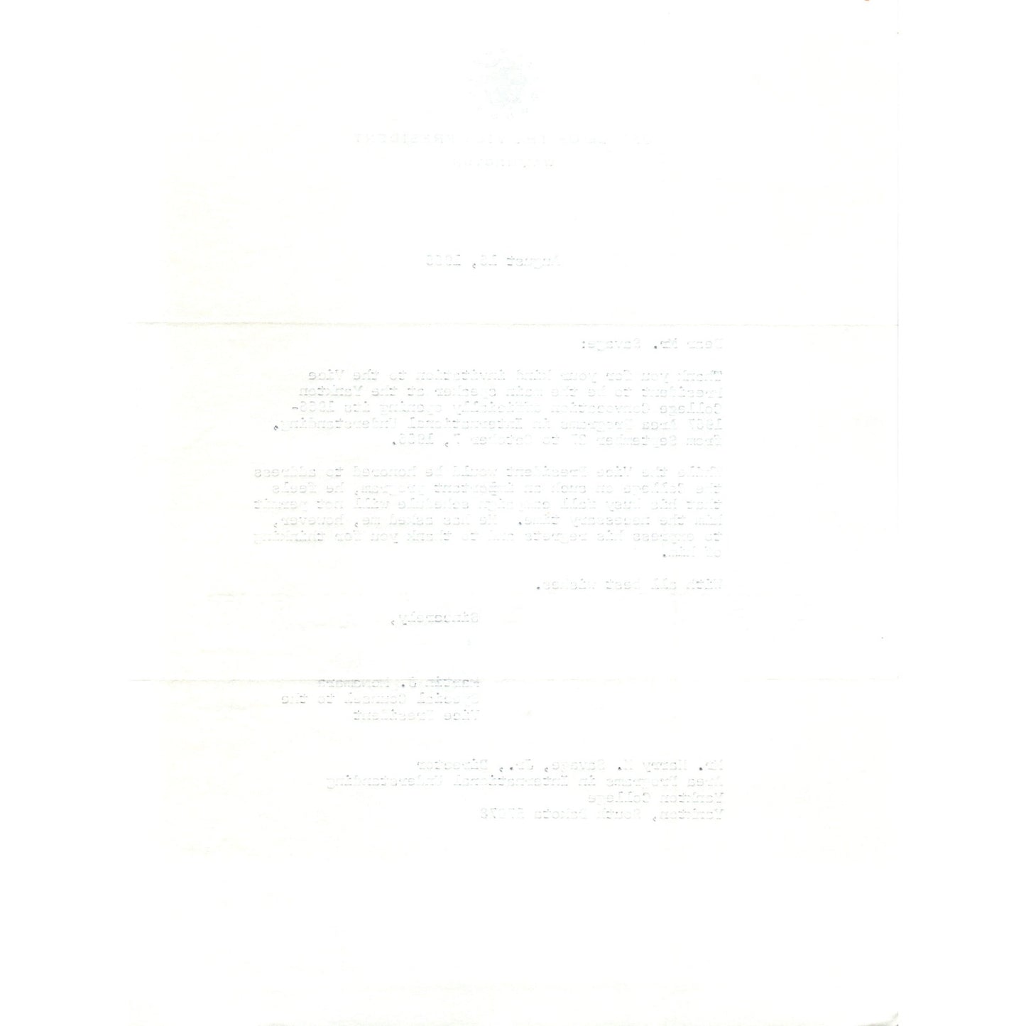 Vice President Official Letterhead Signed Martin J. McNamara Aug 16 1966 B11