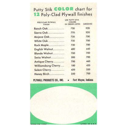 1950s MCM Advertising Brochure Putty Stik and Poly-clad Plywall SE4