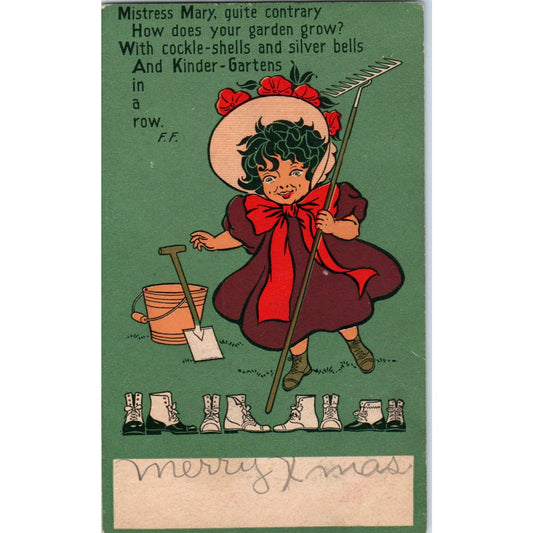 Mistress Mary Quite Contrary Original Postcard P1-14