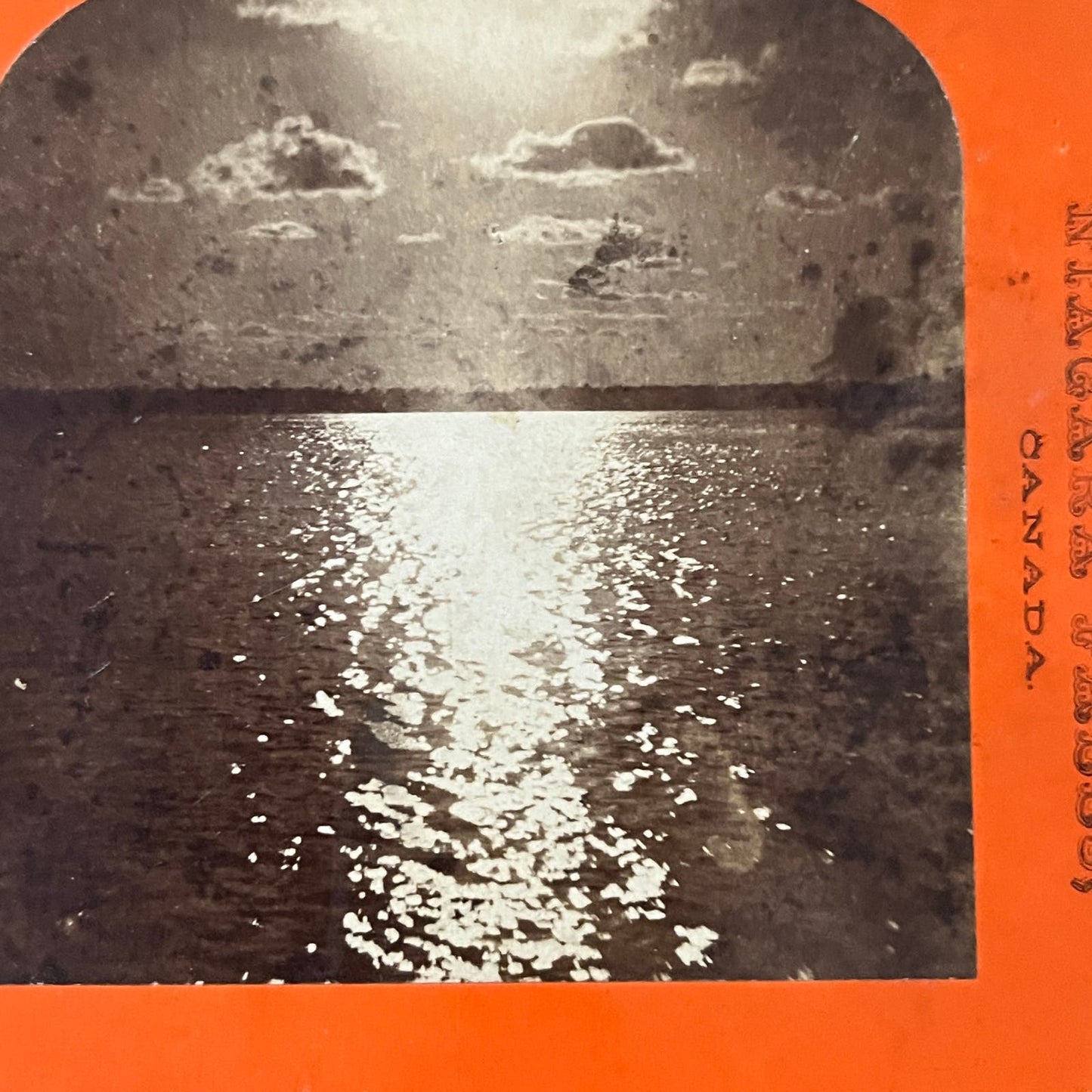Sunset, Niagara Falls Canada Antique Stereoview Card TJ9-V2