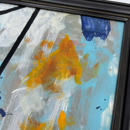 Framed Original Abstract Art Painting "Picture Window" Acrylic on Glass 9x11 TI5