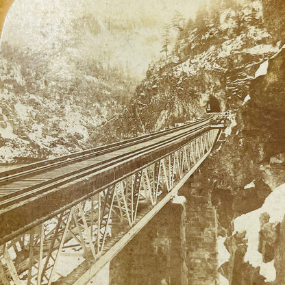 1903 Stereoview Canadian Pacific Railway White Creek Bridge Fraser Canyon BC