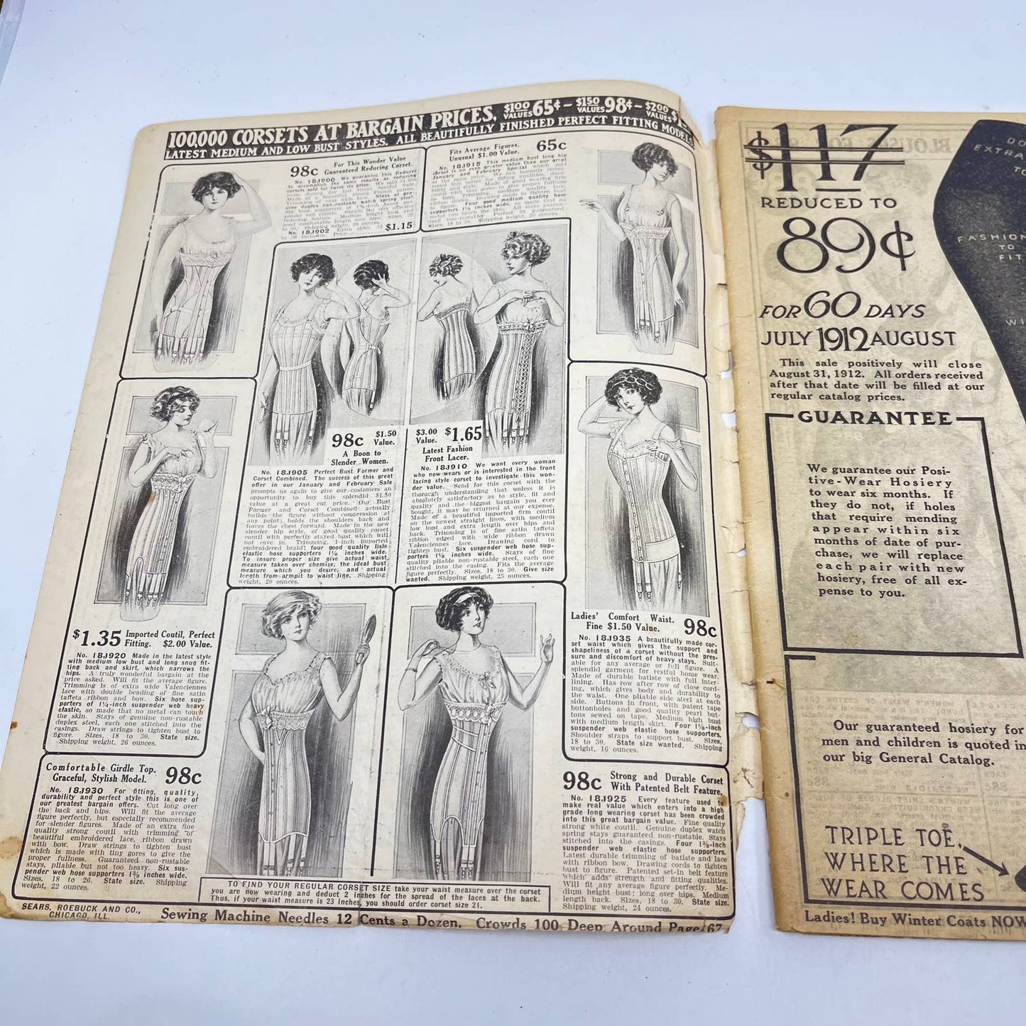 RARE Sears 1912 July-August Bargain Supplement Catalog Sears Roebuck TF7