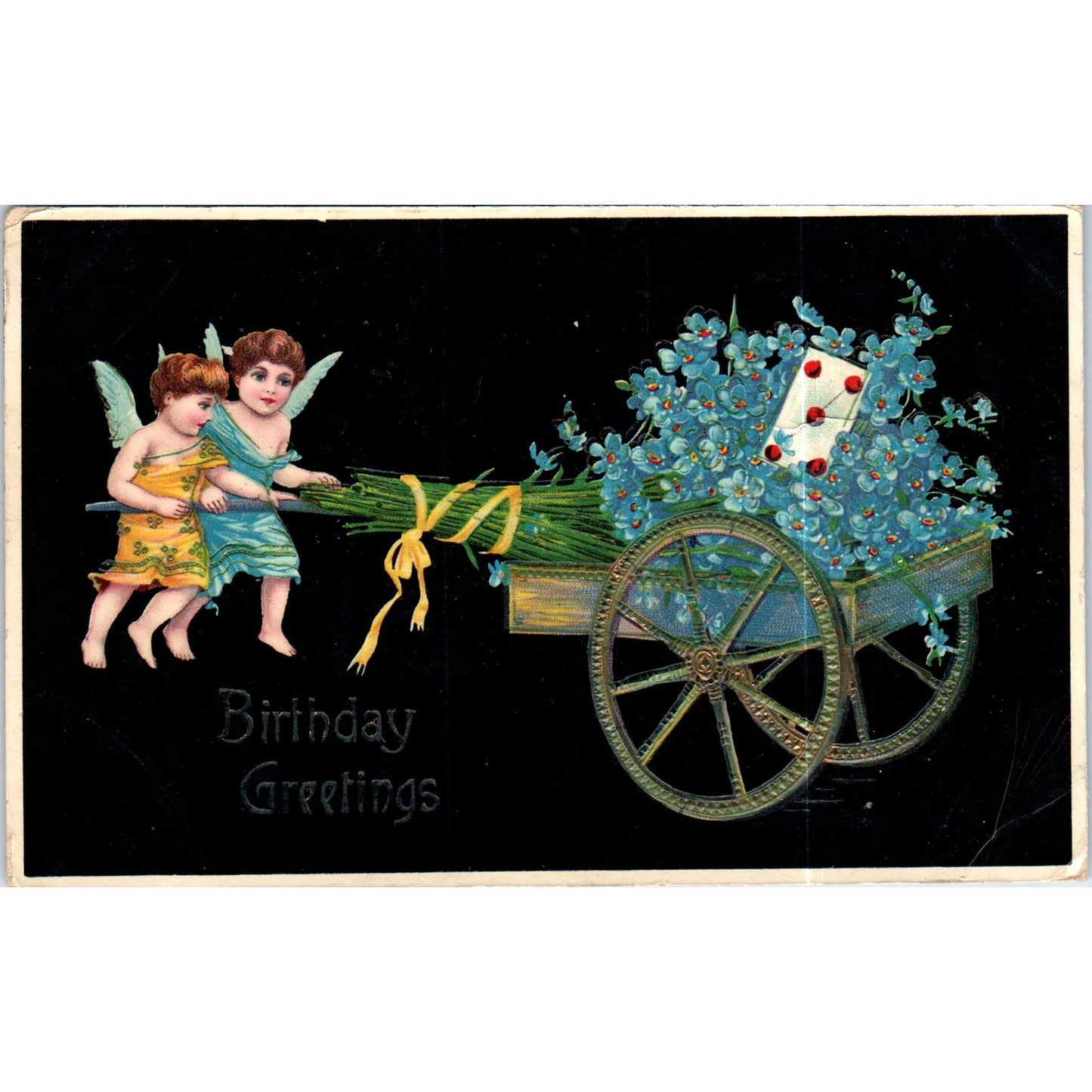 Birthday Cherubs 1911 Manchester Iowa Original Postcard TK1-P15