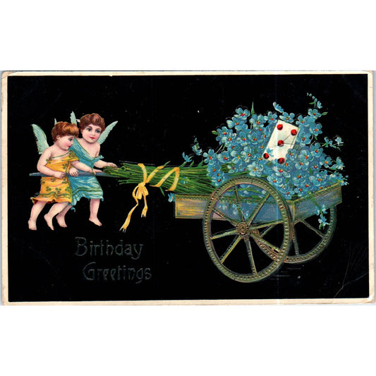 Birthday Cherubs 1911 Manchester Iowa Original Postcard TK1-P15