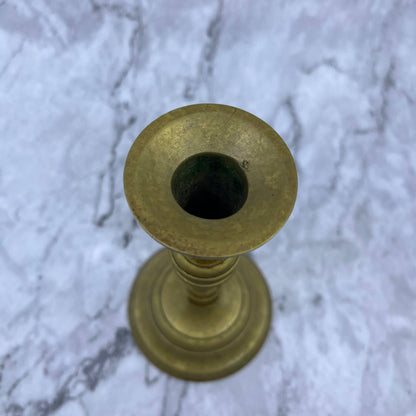 Antique Solid Brass Candlestick Candle Holder Tall Heavy & Great Patina 7” TJ4