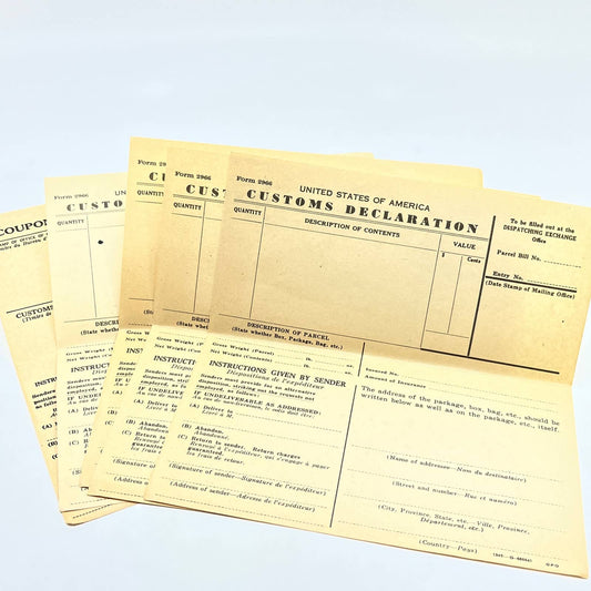 1945 US Postal Service Customs Declaration Forms and Dispatch Note BLANK AB8