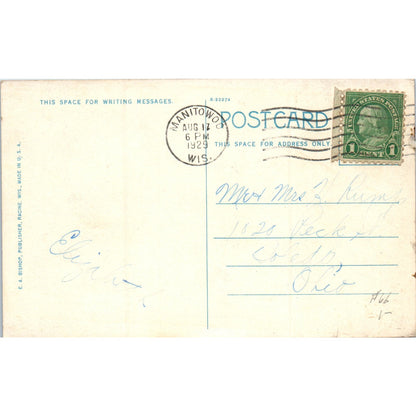Lifting Large Steamer, Shipyards - Manitowoc WI 1929 Original Postcard P2-3