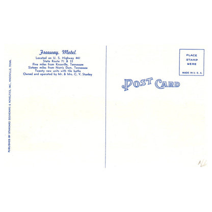 Freeway Motel Knoxville Tennessee Mr & Mrs CV Stanley - Postcard TJ8-1