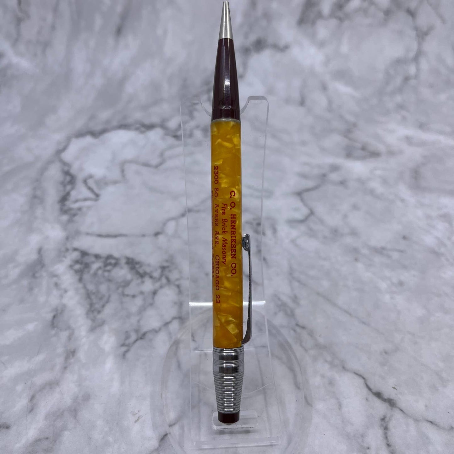 Marble Celluloid Mechanical Pencil C.O. Henriksen Fire Brick Masonry Chicago SE6