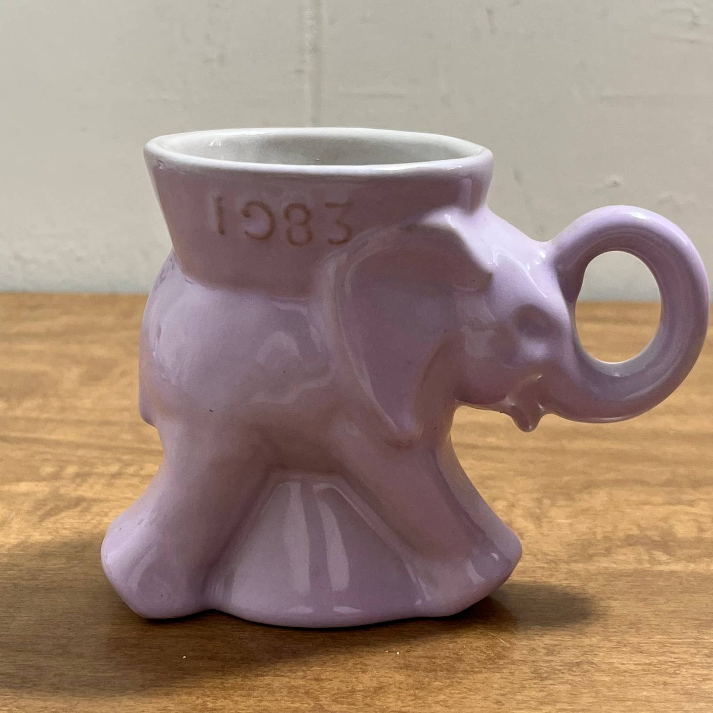 Vtg 1983 Frankoma Republican GOP Elephant Political Mug Purple Glaze Reagan TG7