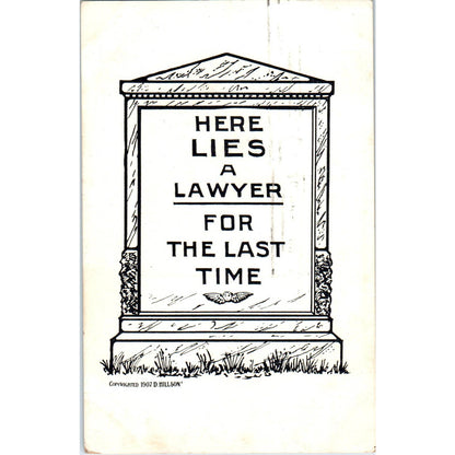 1907 Lawyer Tombstone Humor Cartoon Original Postcard TK1-21