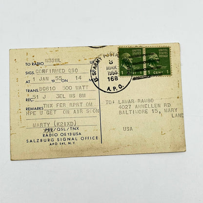 1955 QSL Radio Card OE13 Salzburg Austria Lamar Rambo SC6