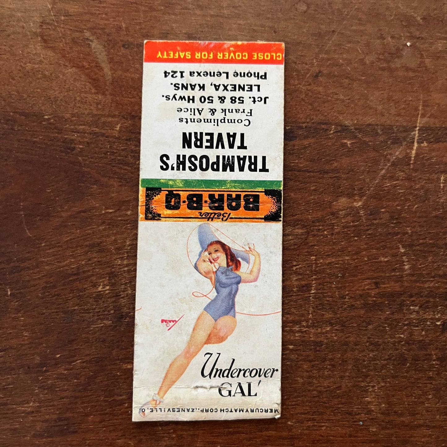 Tramposh's Tavern Lenexa KS PINUP Undercover Advertising Matchbook Cover SA9-M12