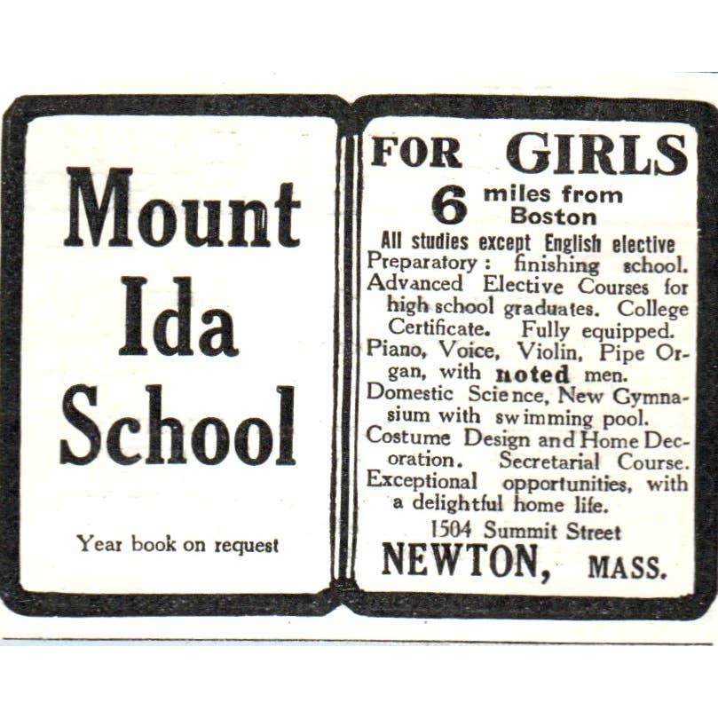 Mount Ida School for Girls Newton Mass - 1921 Original Ad TJ7-S7