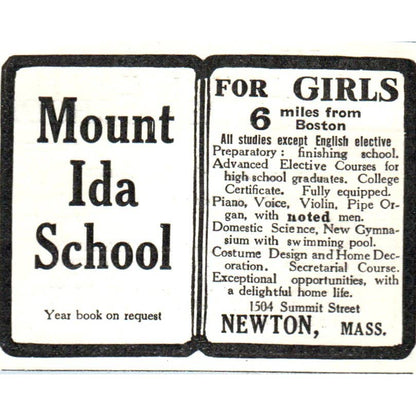 Mount Ida School for Girls Newton Mass - 1921 Original Ad TJ7-S7