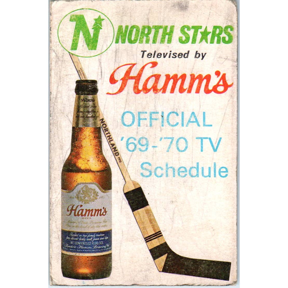 1969-70 Minnesota North Stars NHL Hockey Pocket Schedule Hamms TK1-P3