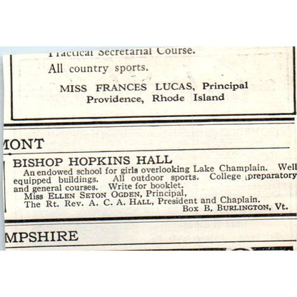 c1920 Harper's Ad - The Cowles School for Girls Emma Milton Cowles Phila EA3