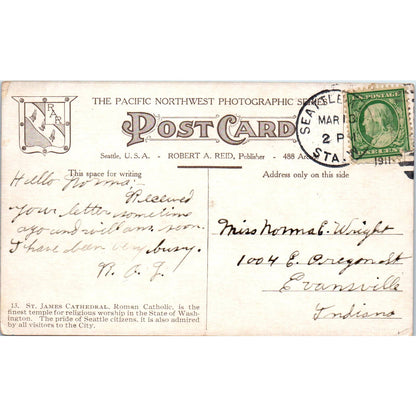 Antique Postcard St. James Cathedral Seattle Washington TD9-W2