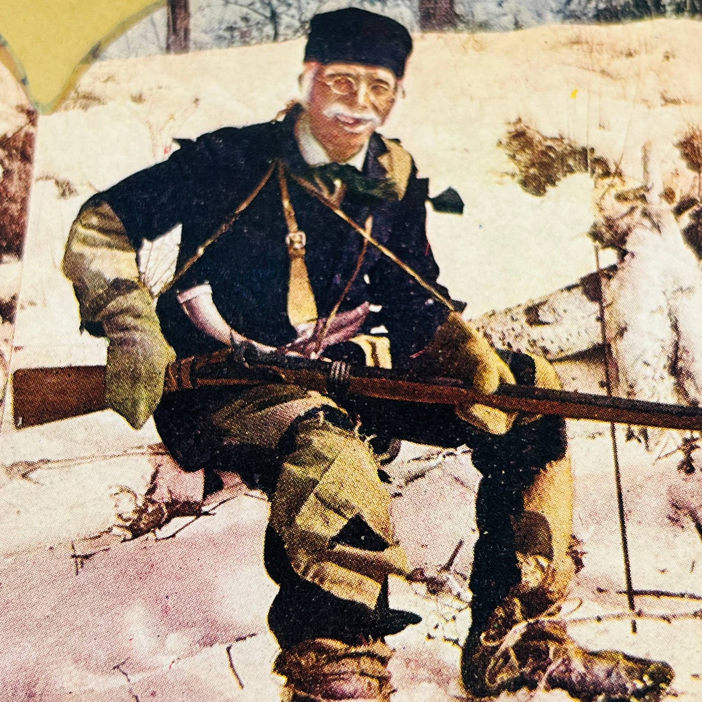 c1890 Stereoview Card Hand Tinted Civil War Era Native Wilderness Trapper Hunter