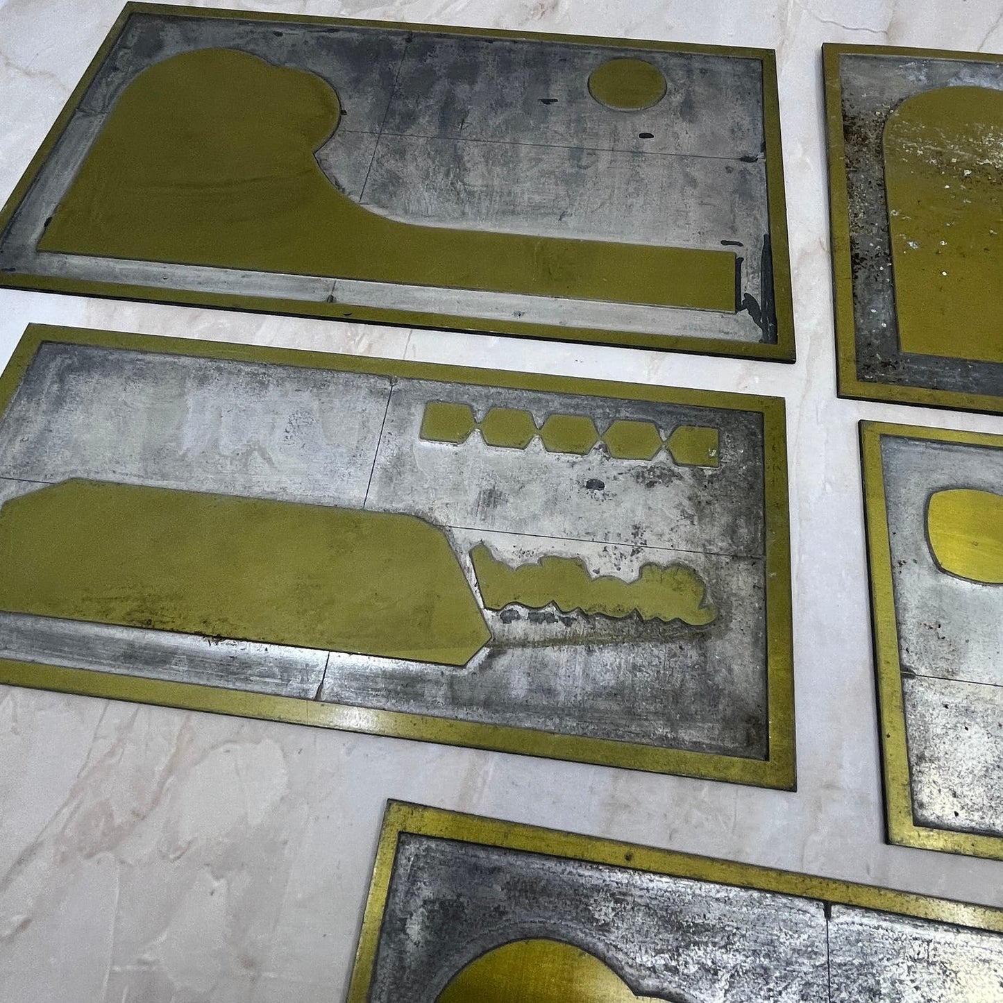 Vintage Newspaper Ad Printing Plate Lot of 5 Abstract Sunsets TC9-11