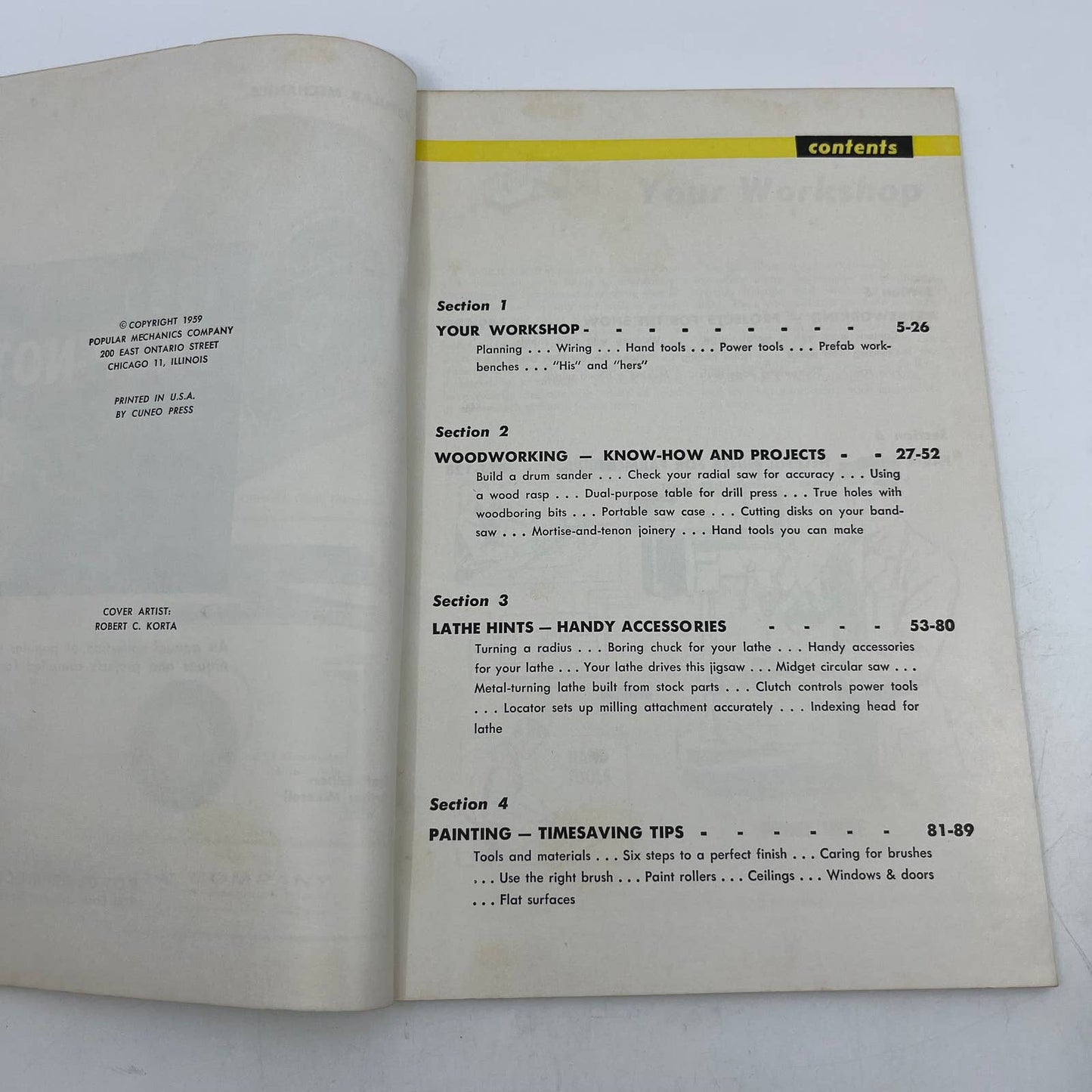 1959 Popular Mechanics Shop Notes Magazine -  Woodworking Lathe Painting TH7