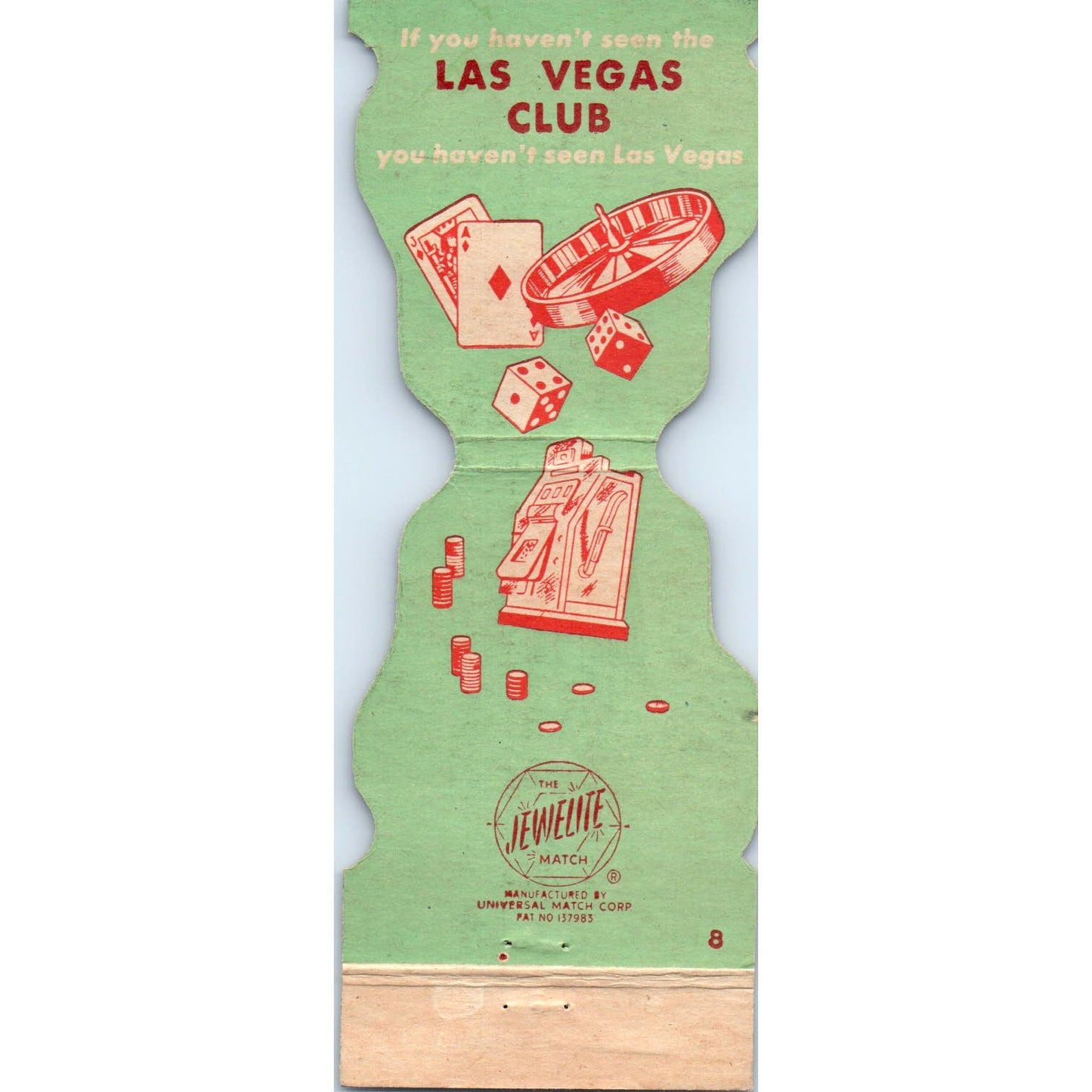 Las Vegas Club House of Jackpots Die Cut NV Advertising Matchbook Cover SB3-M7