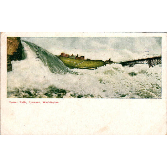 Antique Postcard Lower Falls 1910 Spokane Washington TD9-W2