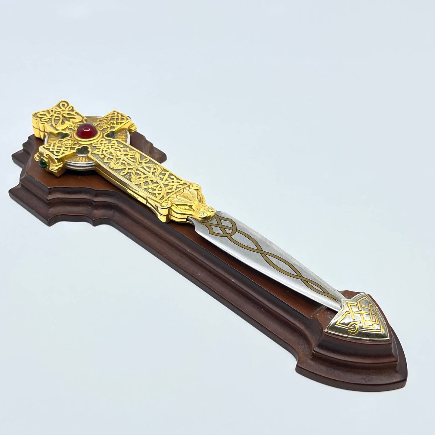 The Noble Collection Ornate Bejeweled Celtic Sword Letter Opener w/ Stand 9" TC8