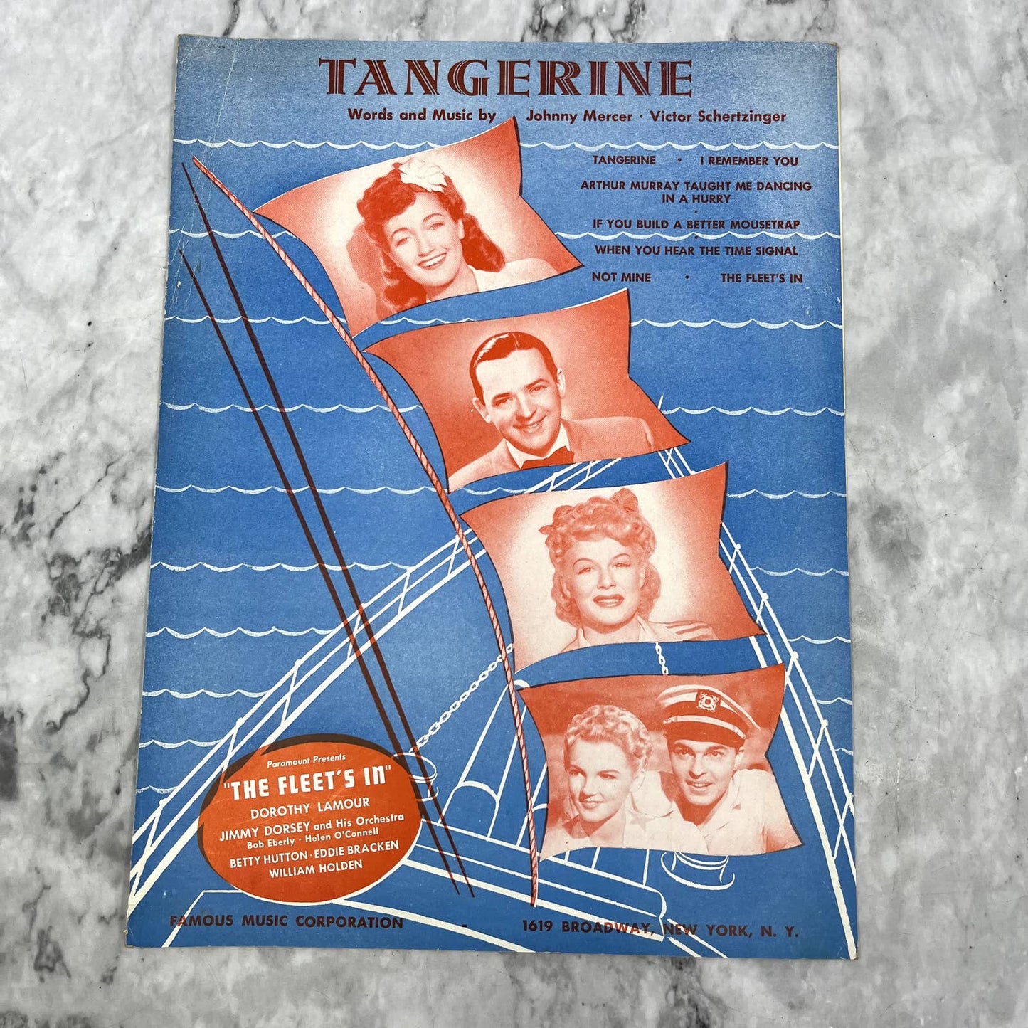 Tangerine WWII The Fleet's In Victor Schertzinger 1942 Sheet Music TK2-SM