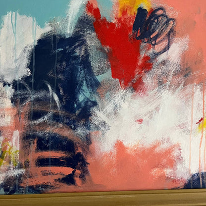 Original MASSIVE Framed Abstract Art Painting 39x96" Wheel in the Sky With COA