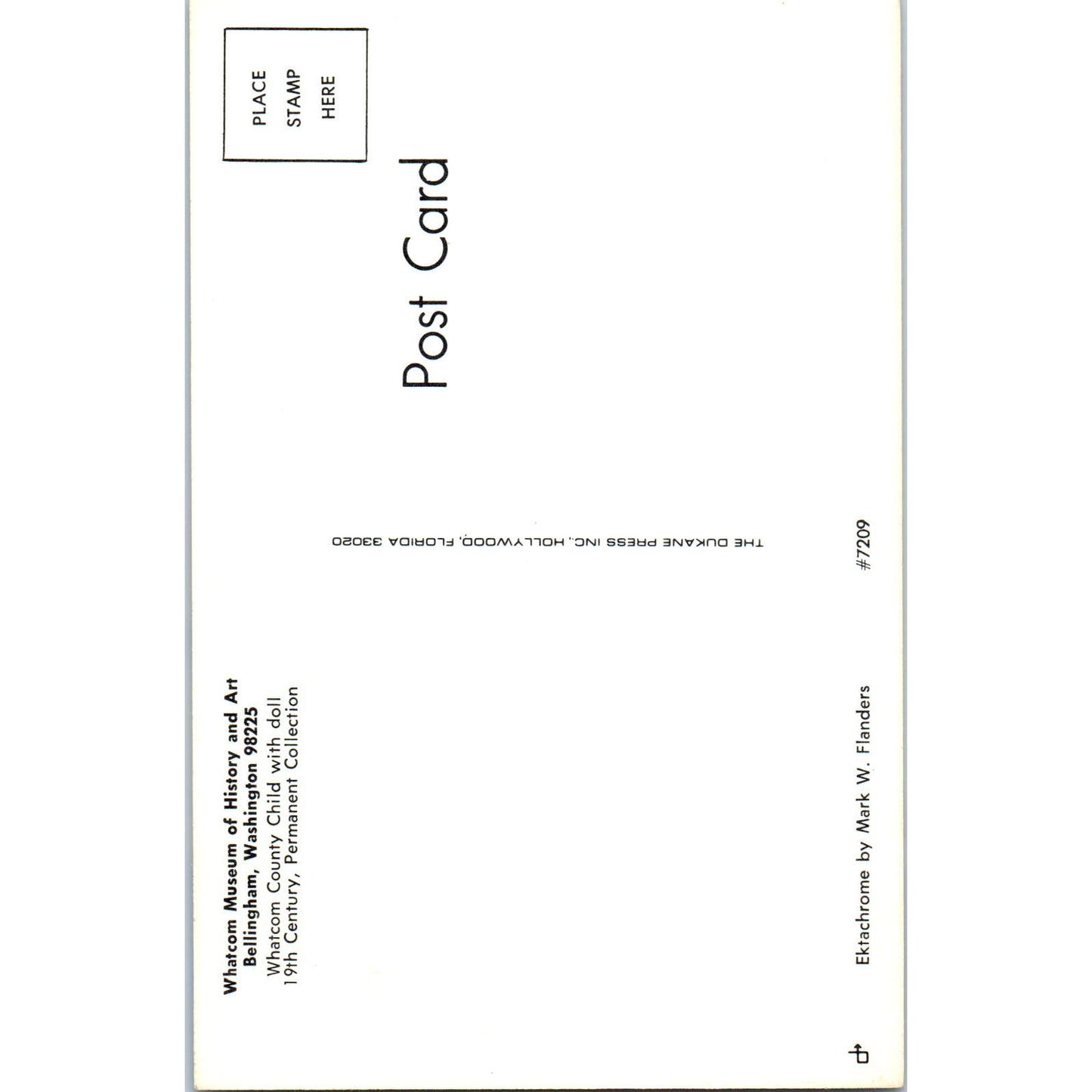 Country Child w/ Doll Whatcom Museum of History & Art Bellingham WA Postcard PB4