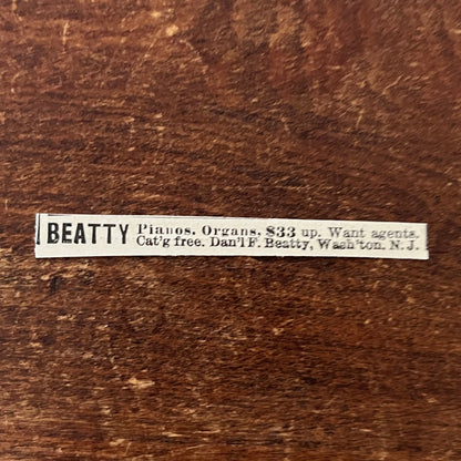 Daniel F. Beatty Pianos, Organs Washington NJ Original Advertisement AD8-P28