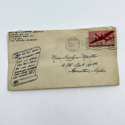 1943 Postal Cover Air Force PFC Staffa Student Squad #1 LVAAF Las Vegas NV SC6