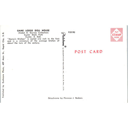 Game Lodge Doll House Mabel Gurney Collection Custer SD Original Postcard PB8