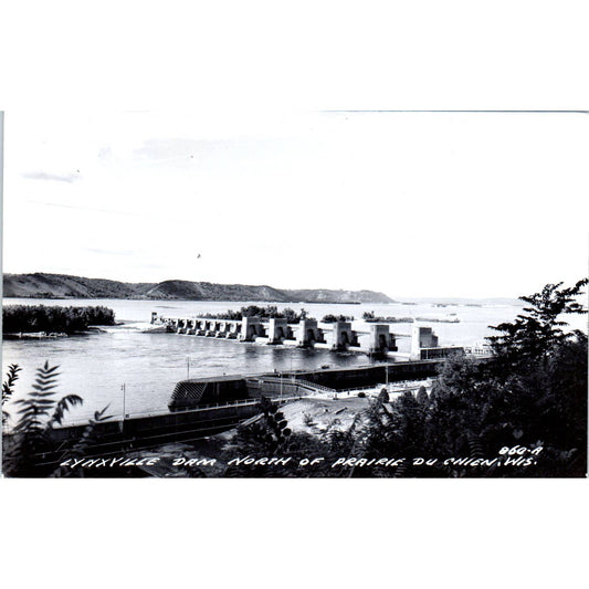 Lynxville Dam Prairie Du Chien Wisconsin RPPC Original Postcard TJ9-P3