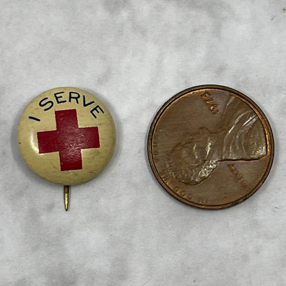 1920s Pinback Button Pin American Red Cross - I Serve SE7