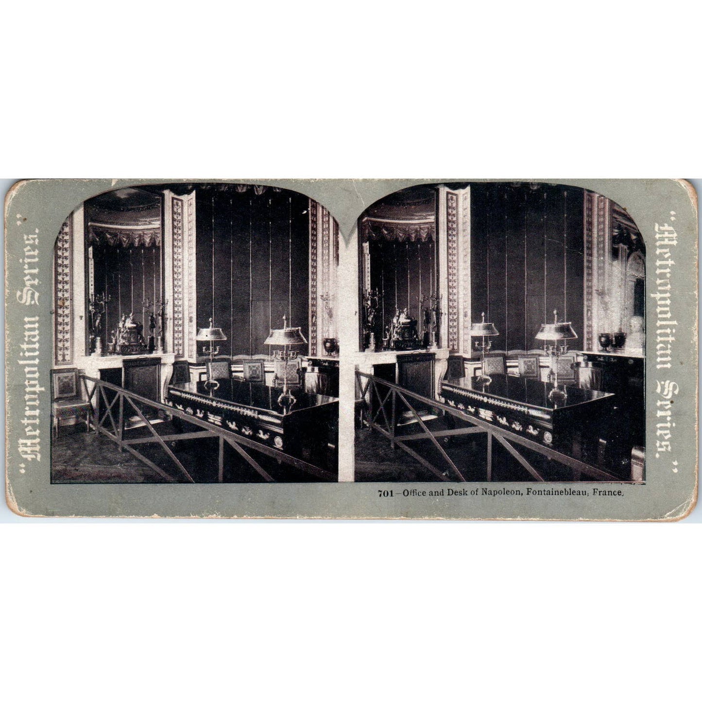 Office & Desk of Napoleon Fontainebleau France - Antique Stereoview Card TJ1-C1