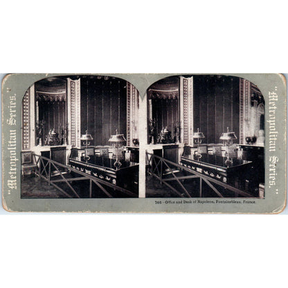 Office & Desk of Napoleon Fontainebleau France - Antique Stereoview Card TJ1-C1