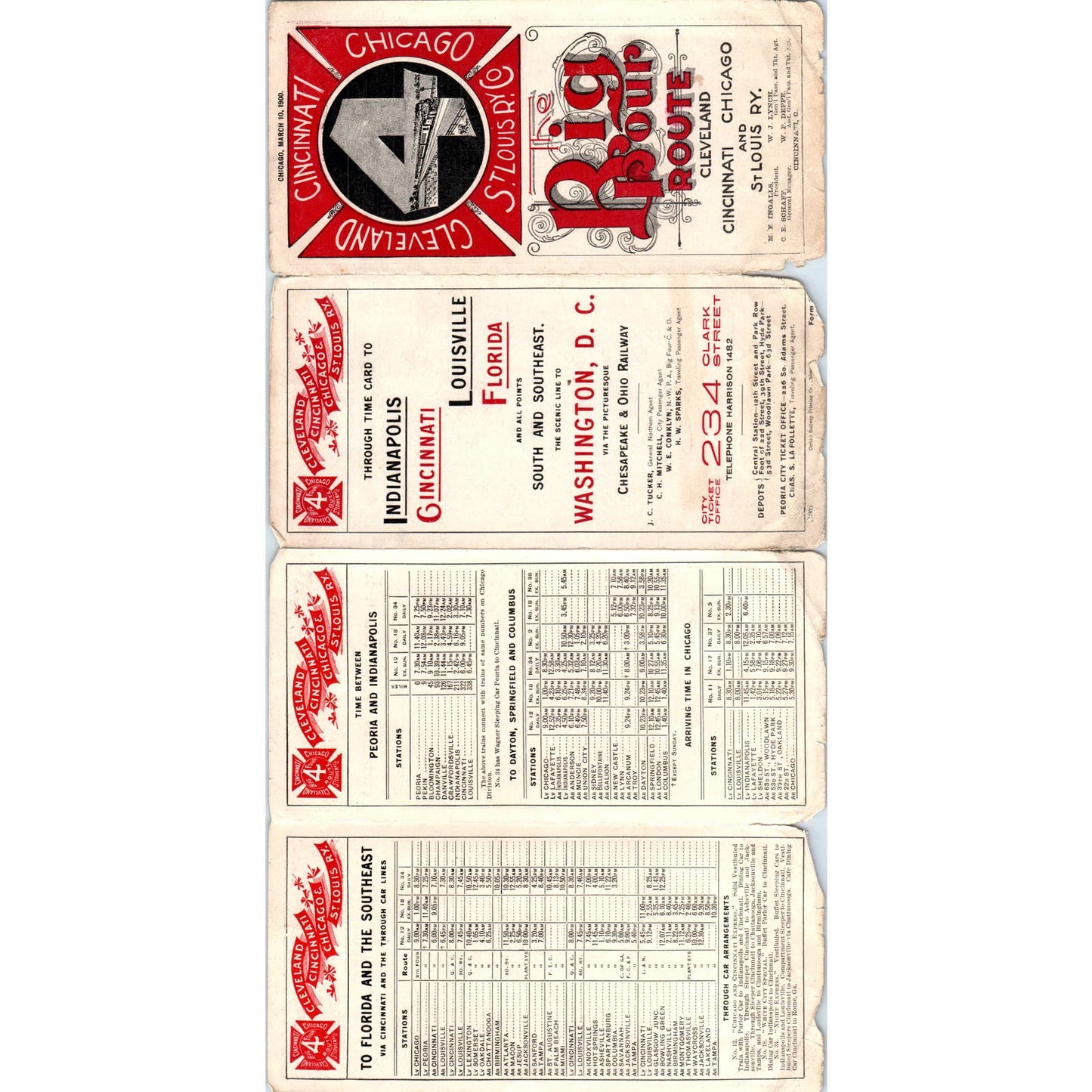 1900 Big Four Route Cleveland Cincinnati Chicago St. Louis Railway Timetable SE8