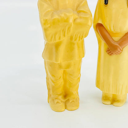 Vintage 1950s Native American Indian Chief Man and Woman Celluloid Dolls 6” TB5
