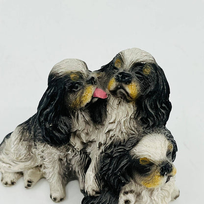 Vintage Cast Resin Trio of CAVALIER KING CHARLES SPANIEL Dogs Figurine 3” TC1