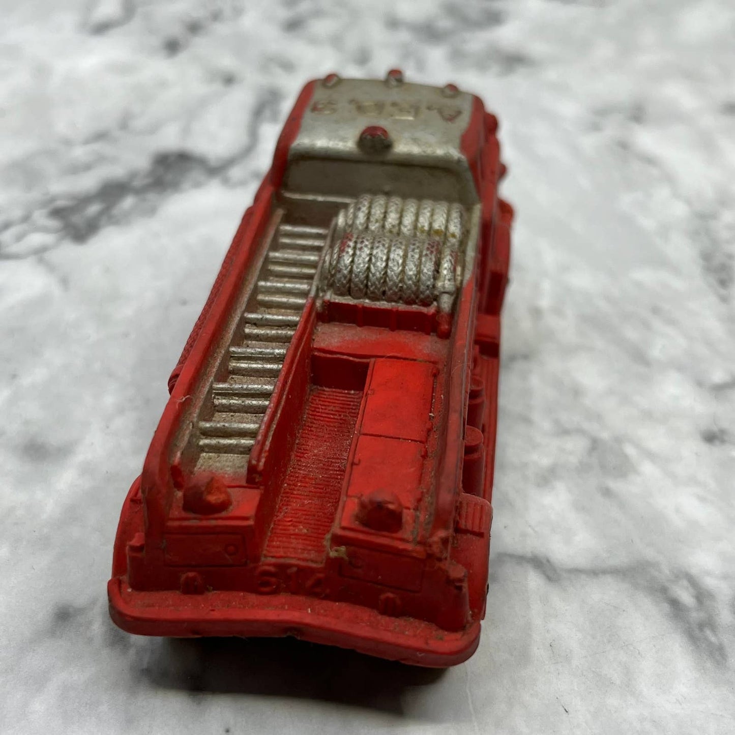 Vintage Auburn Toy Co #614 Rubber Red Fire Engine Truck 4" TJ9