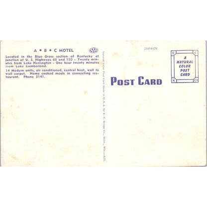 ABC Motel Perryville Kentucky AAA Original Postcard TK1-P1