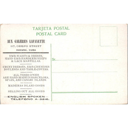 Cutting Sugar Cane Aux Galeries Lafayette Havana Cuba Original Postcard TK1-P16