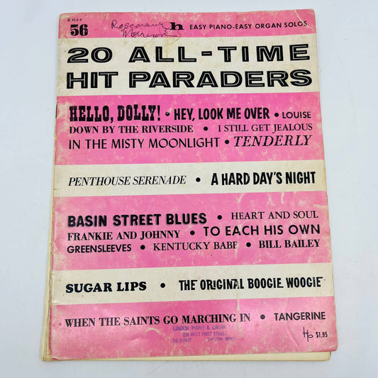 1965 20 All Time Hit Paraders Piano and Organ Sheet Music Book BA4