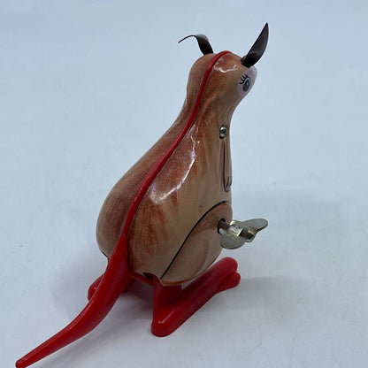 Vintage Wind-Up Tin Litho Toy Kangaroo, Yone Co. Japan Working 3” TD2