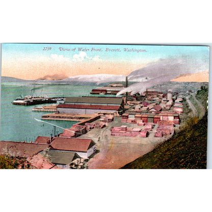Vintage Postcard View of Water Front Everett Washington TD9-W2-2