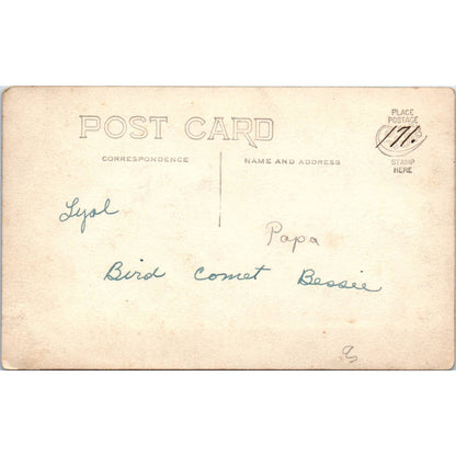 Antique Postcard RPPC Small Boy w/ Large Hat Behind Horse Drawn Plow SE8