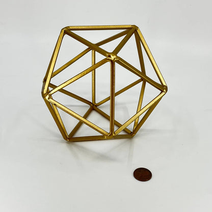 MCM Style Gold Tone Metal Geometric Tabletop Sculpture Bauble Accent 5” TE1